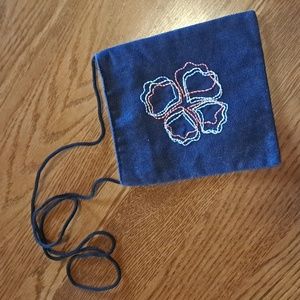 Blue Jeans Crossbody Bag with Embroidered Design